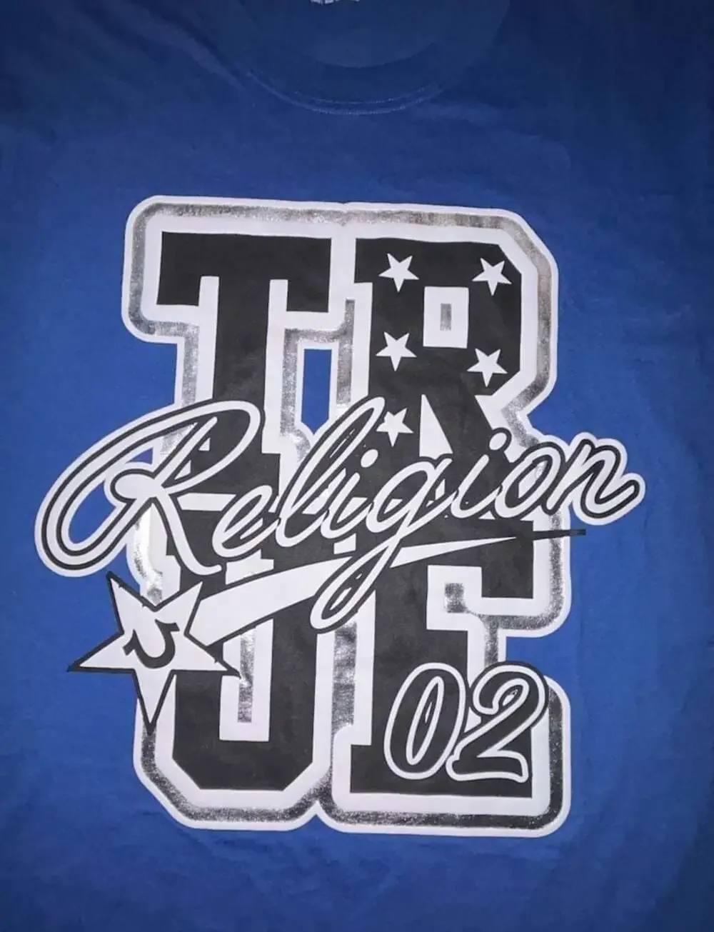 Size Large True Religion Men's Retro Foil Logo Graphic T-Shirt